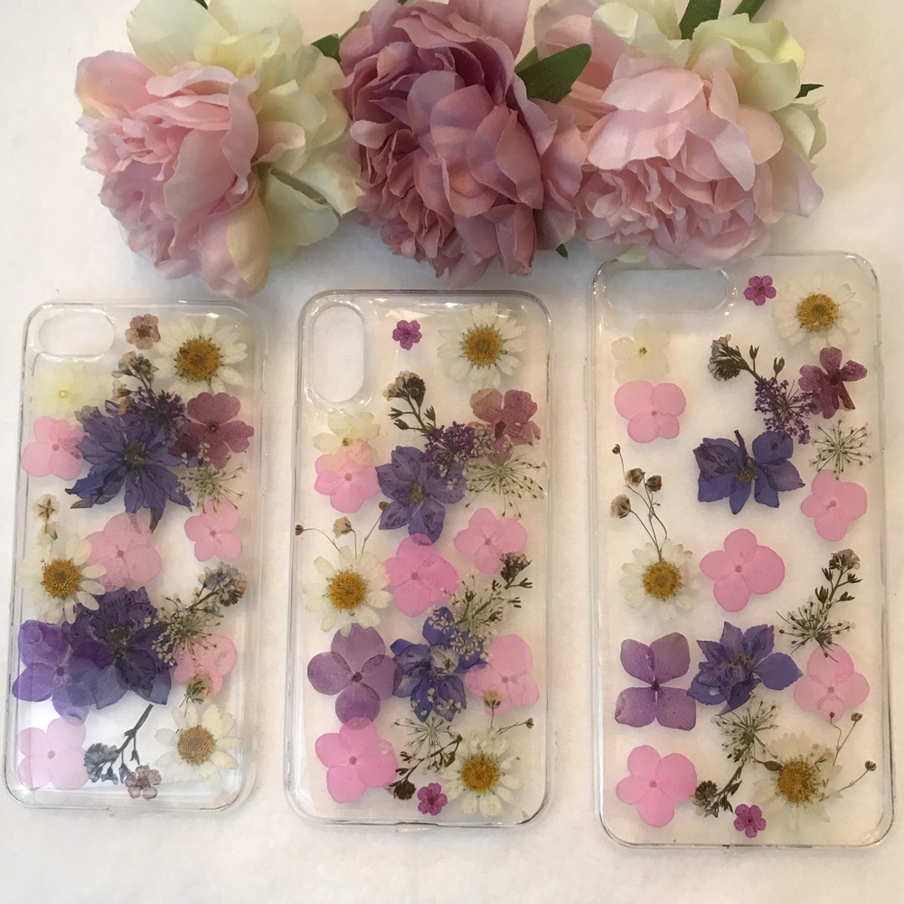 Beautiful Hand Pressed Pink and Purple Flower iPhone Case - Picture 5 of 6